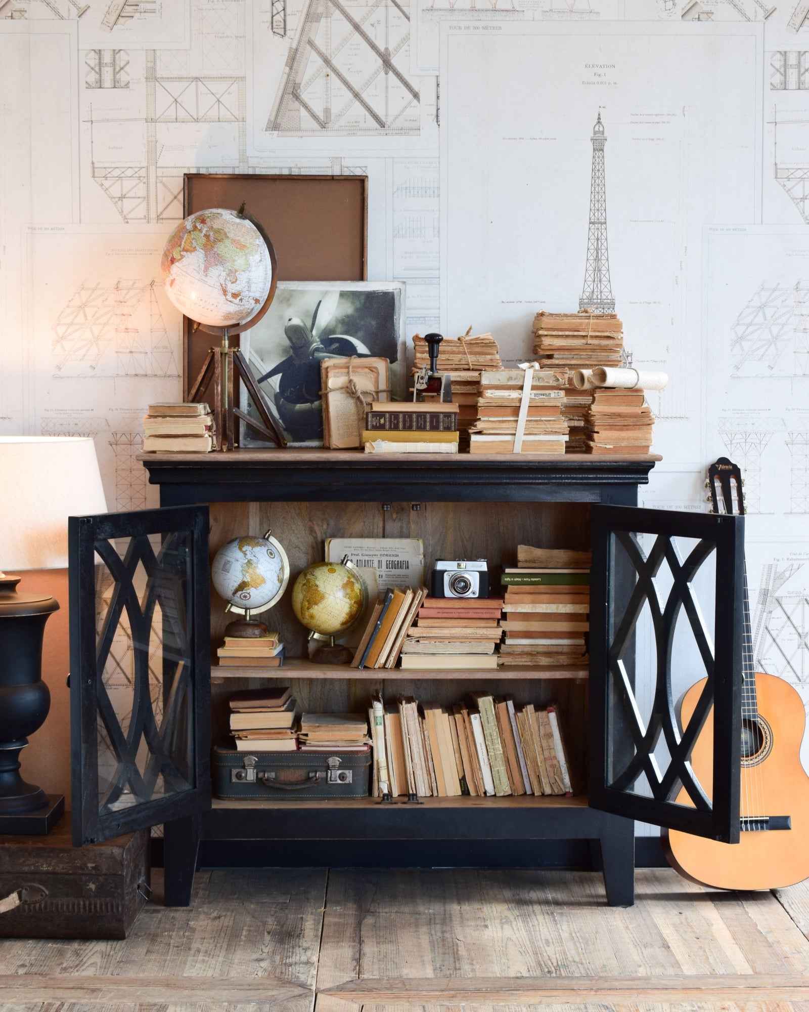 Credenza in legno e vetro Classic Black 112 cm - OrchideaMilano1981