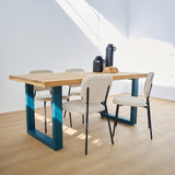 Tavolo in legno e ferro Alaska Blue 180 cm