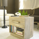 Comodino 1 cassetto in legno massello Linear 55 cm