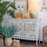 Credenza in legno di mango massello lavorato Gujarat - OrchideaMilano1981