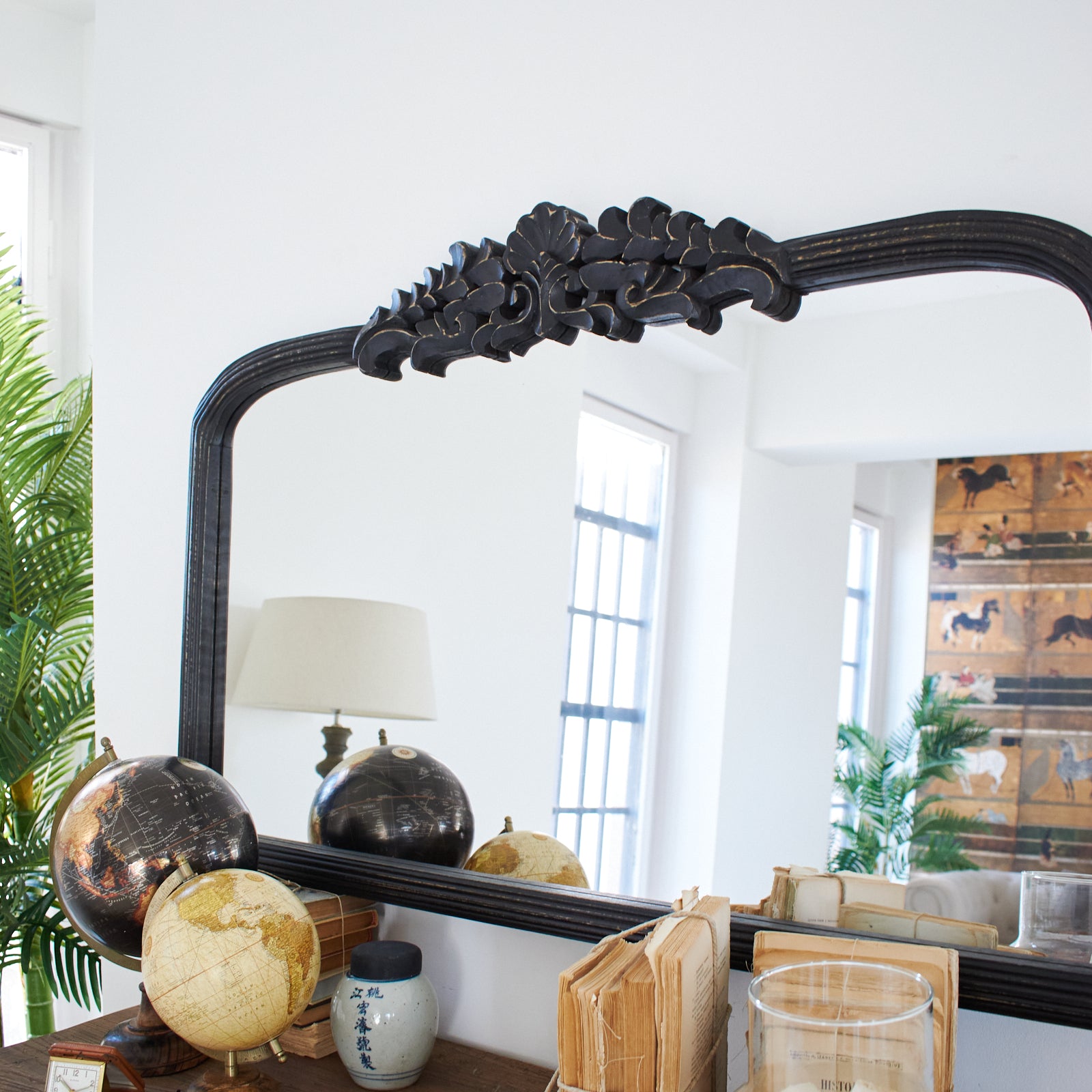 Specchiera da parete in legno Crown Black - OrchideaMilano1981