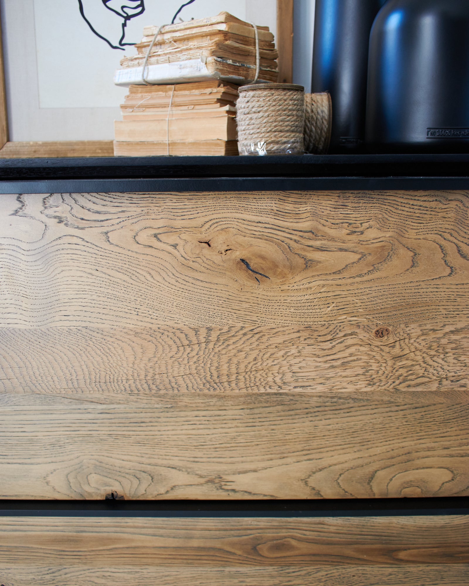 Cassettiera in legno massello di rovere Oakwood 95 cm - OrchideaMilano1981