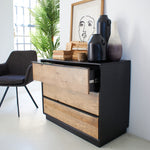 Cassettiera in legno massello di rovere Oakwood 95 cm - OrchideaMilano1981