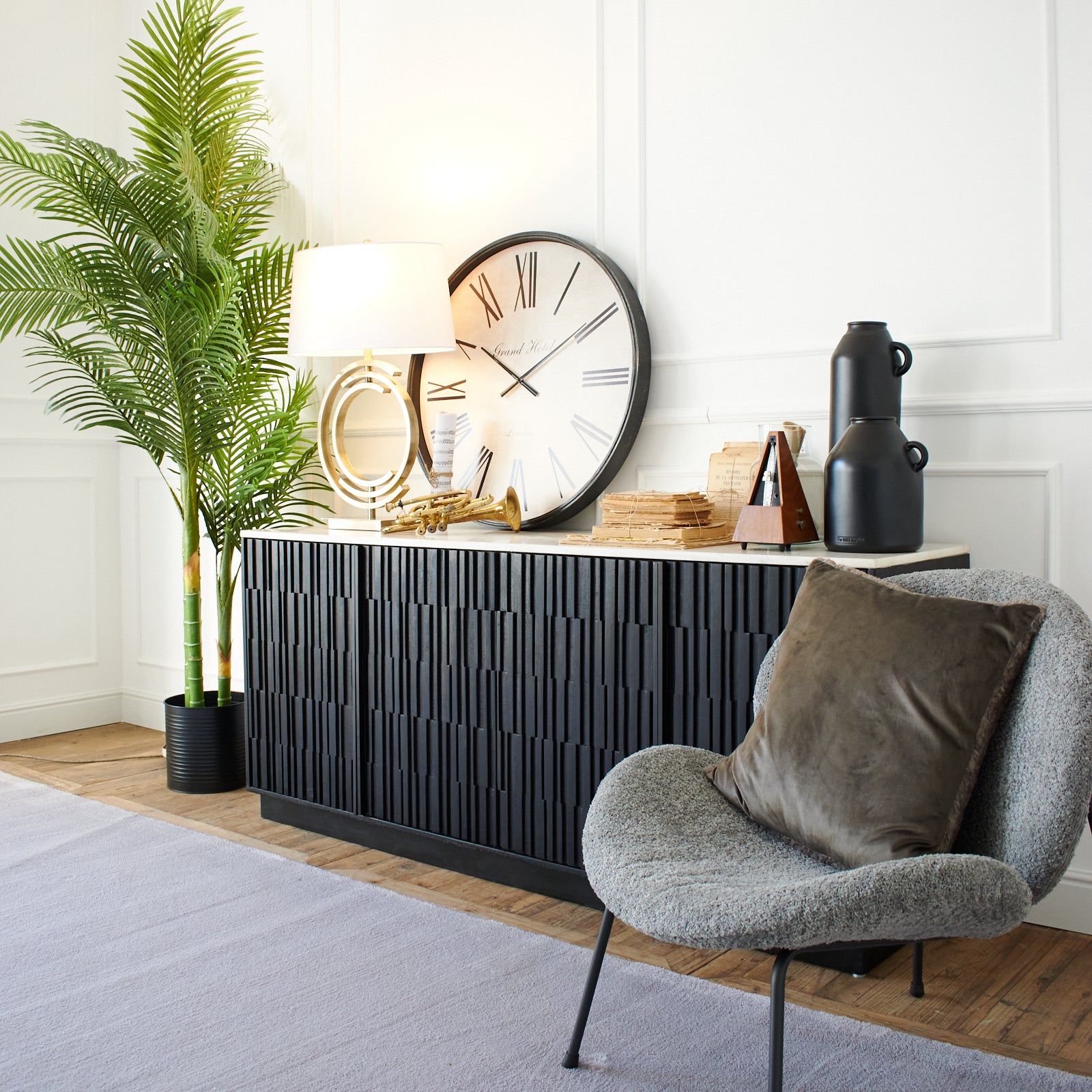 Credenza moderna in legno massello e marmo 5th Avenue 174 cm - OrchideaMilano1981