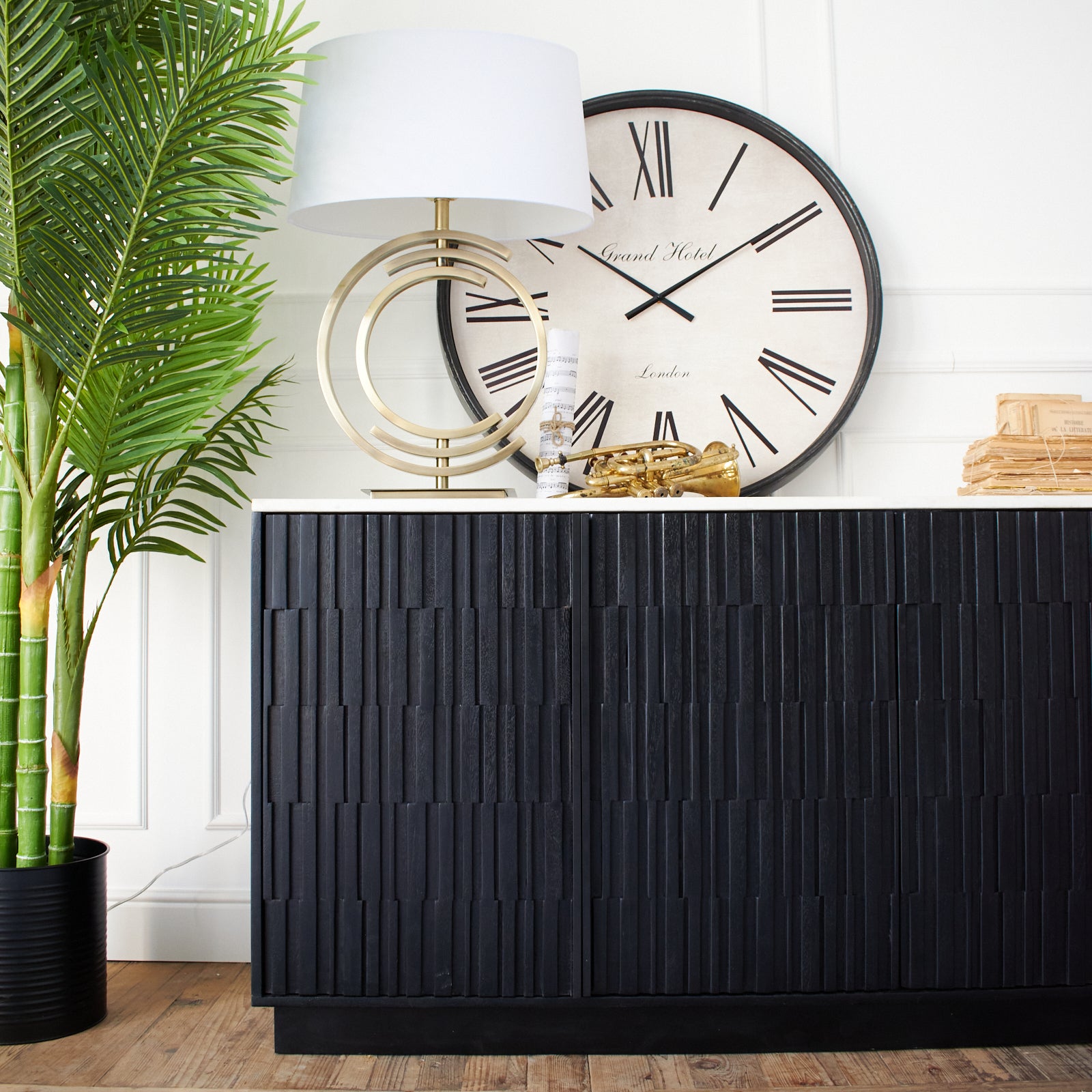 Credenza moderna in legno massello e marmo 5th Avenue 174 cm - OrchideaMilano1981