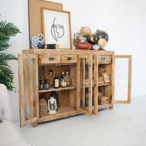 Credenza in legno massello e vetro East Colonial 160 cm