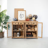 Credenza in legno massello e vetro East Colonial 160 cm