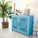 Credenza in legno di mango massello intagliato Madras 110 cm