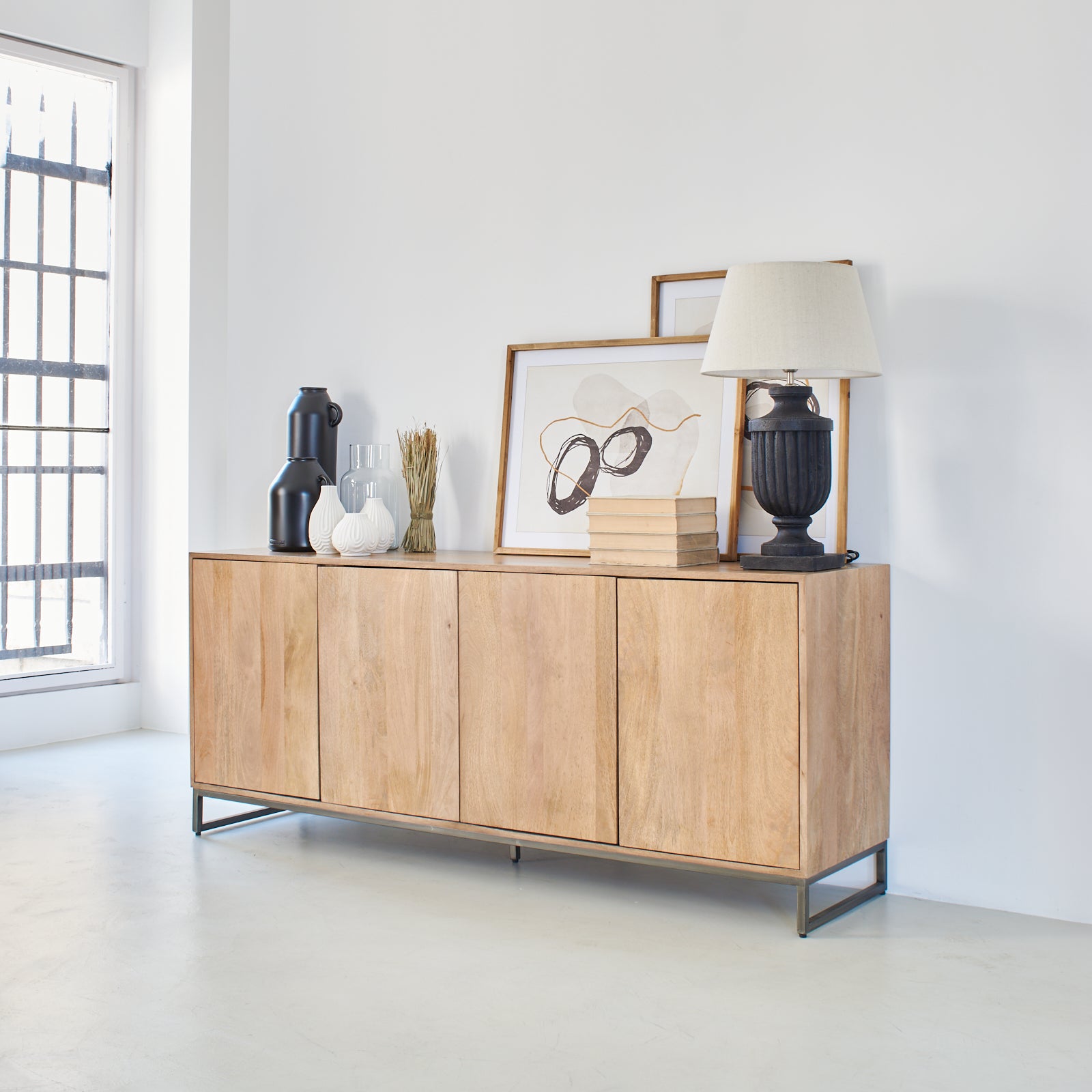 Credenza 4 ante in legno e ferro Skyline 180 cm - OrchideaMilano1981