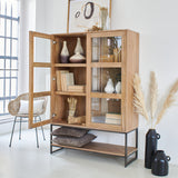 Credenza 2 ante a vetro in legno e ferro Skyline 110 cm