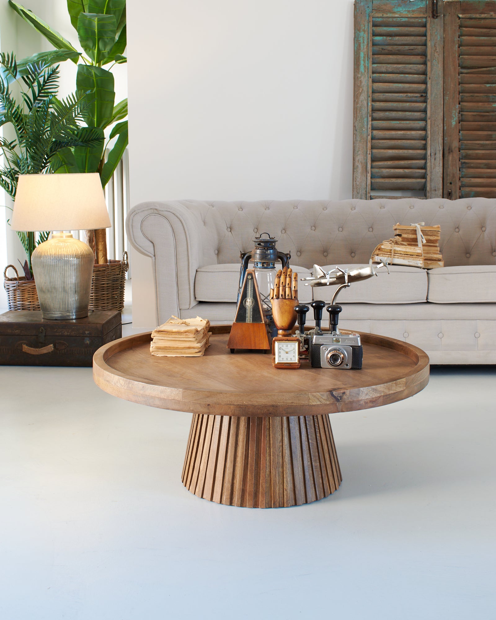Tavolino rotondo moderno in legno Classic Wood 80 cm - OrchideaMilano1981