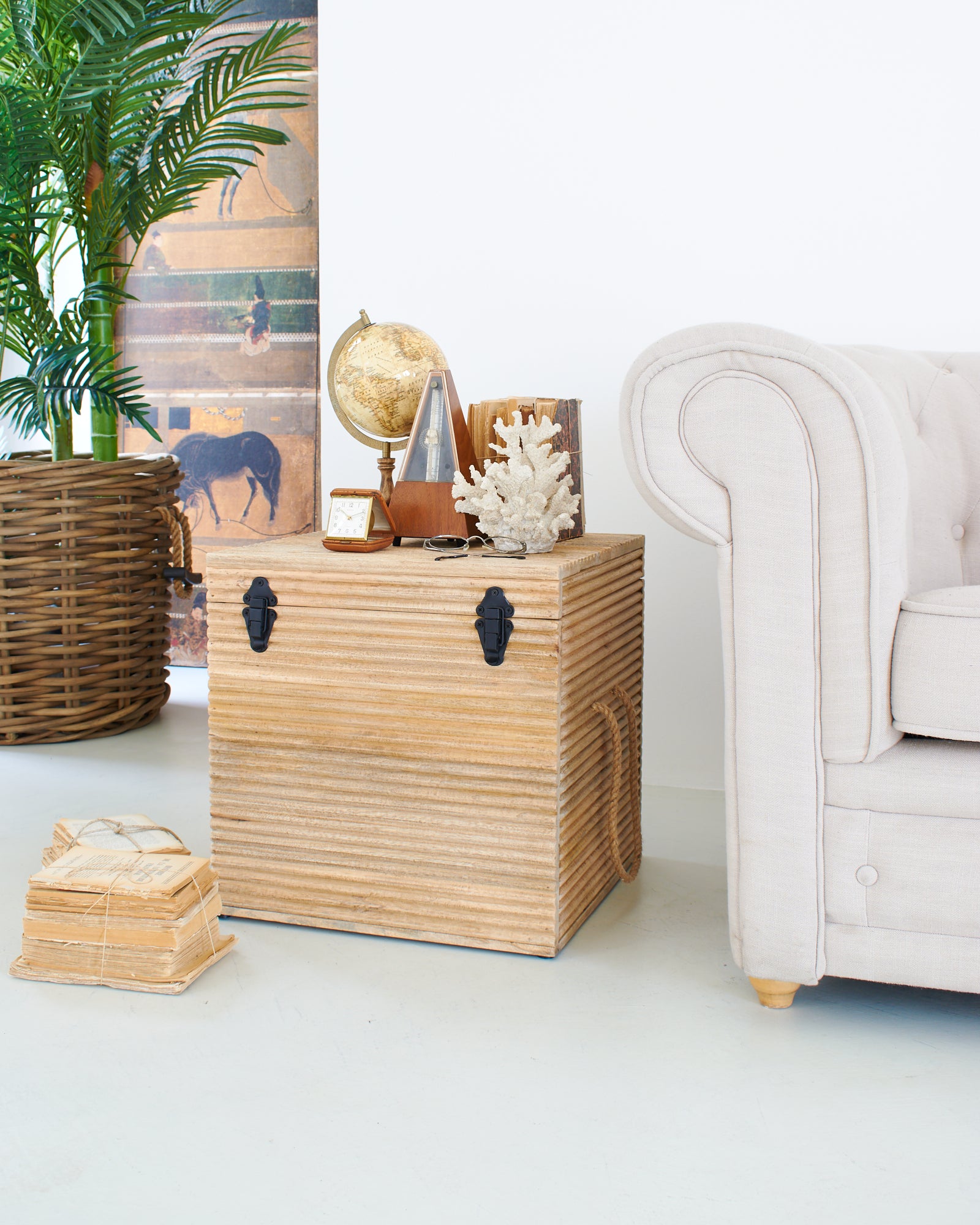Baule a cubo in legno East Colonial 45 cm - OrchideaMilano1981