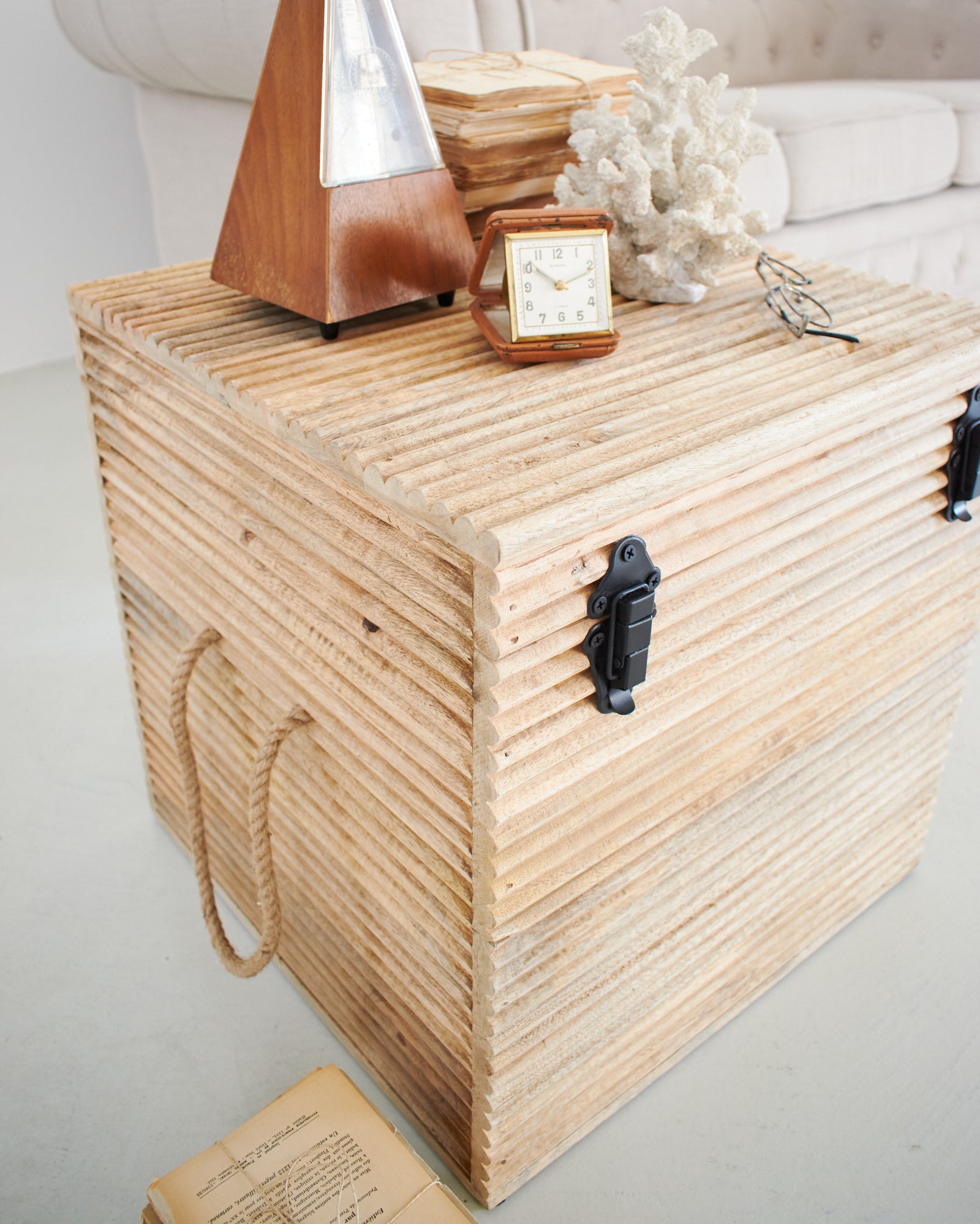 Baule a cubo in legno East Colonial 45 cm - OrchideaMilano1981