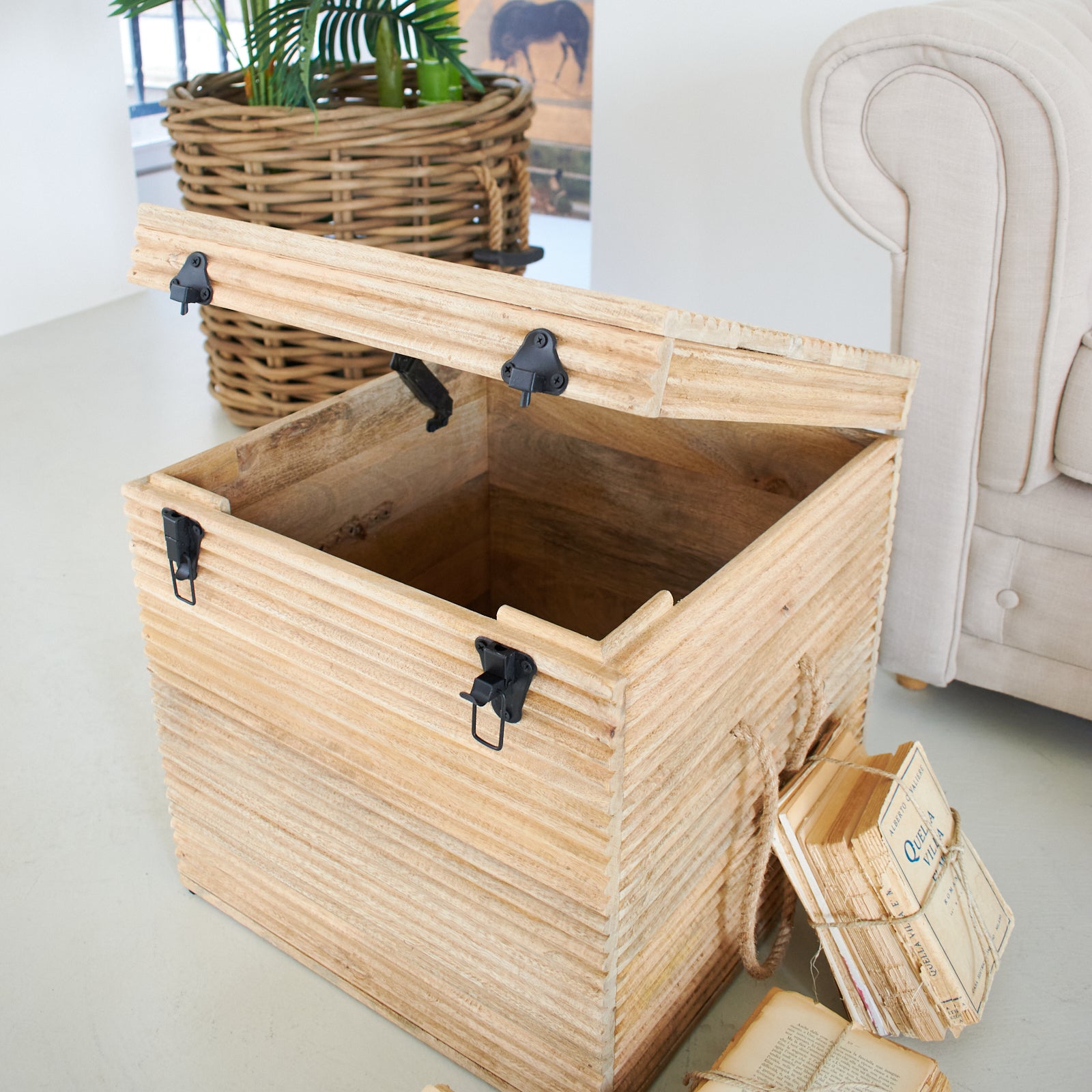 Baule a cubo in legno East Colonial 45 cm - OrchideaMilano1981