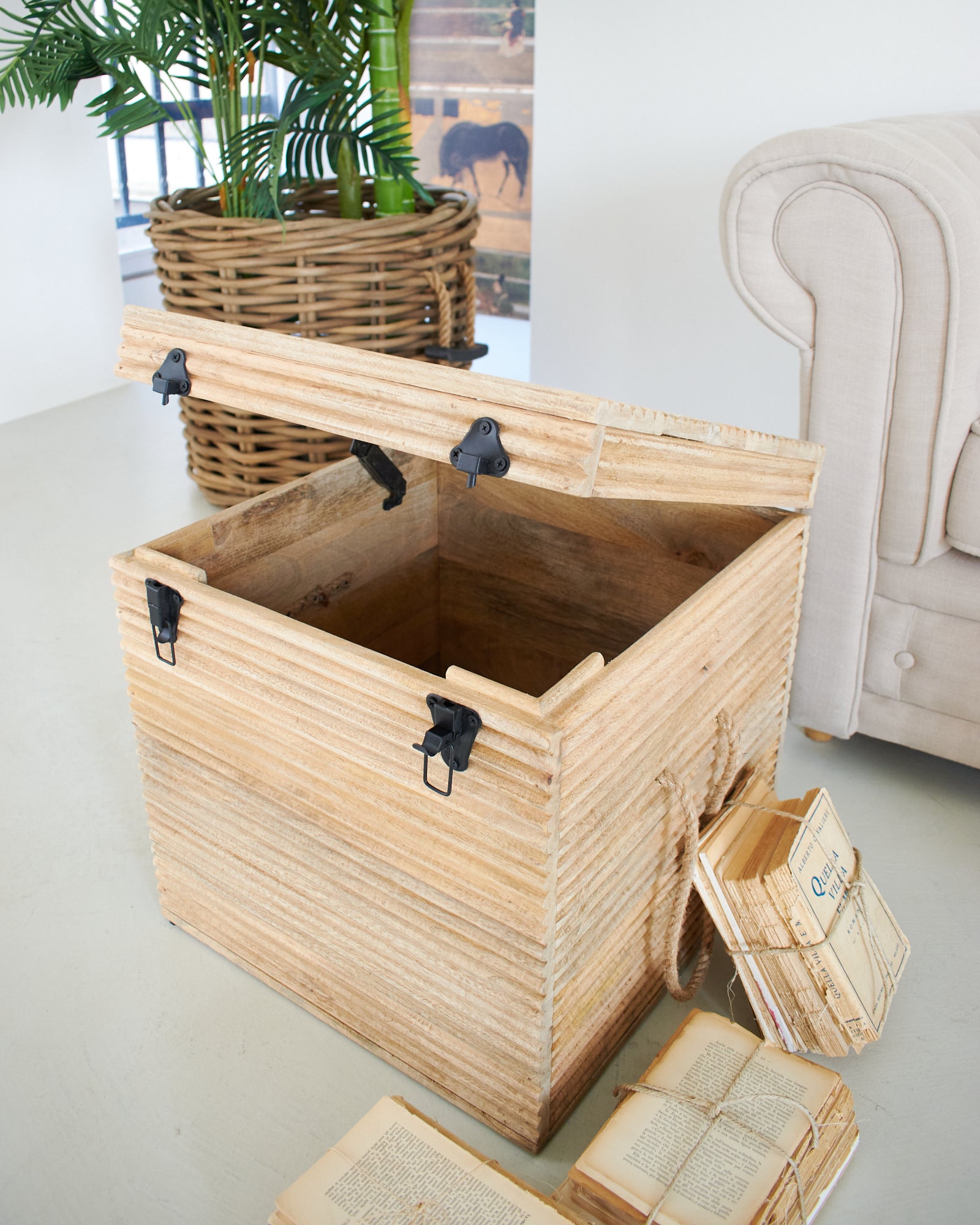 Baule a cubo in legno East Colonial 45 cm - OrchideaMilano1981