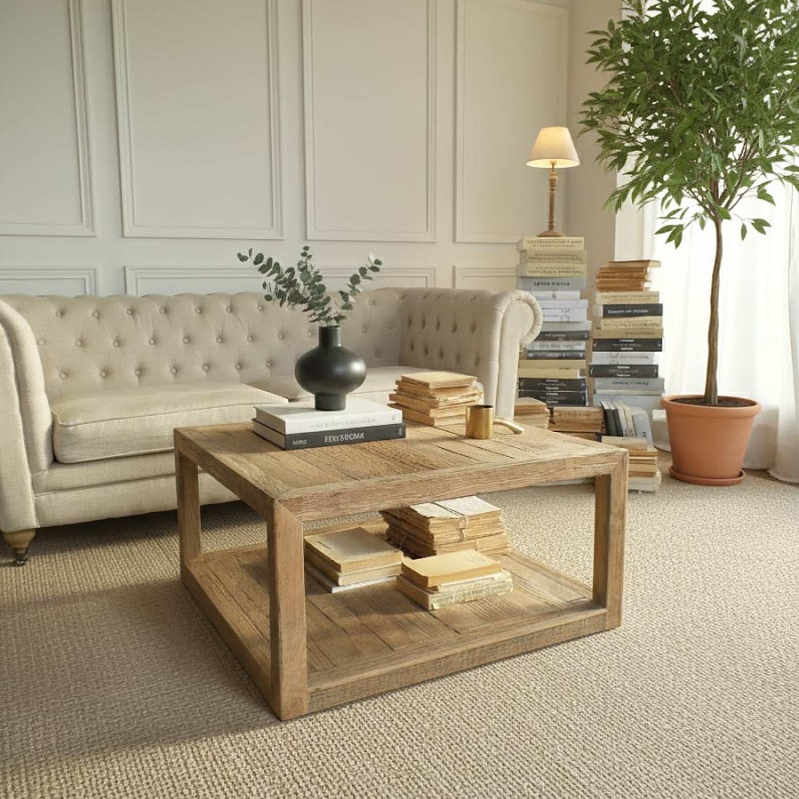 Tavolino quadrato 1 ripiano in legno Materia 80 cm - OrchideaMilano1981