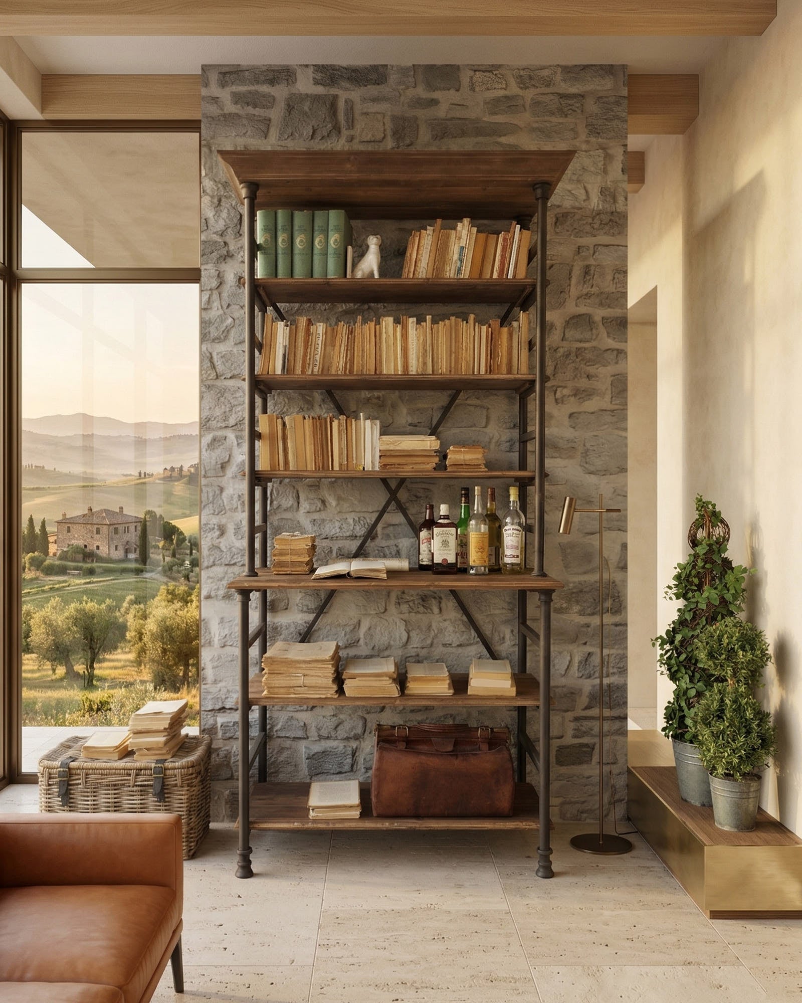 Libreria industriale in legno e ferro Boulangerie 115 cm - OrchideaMilano1981