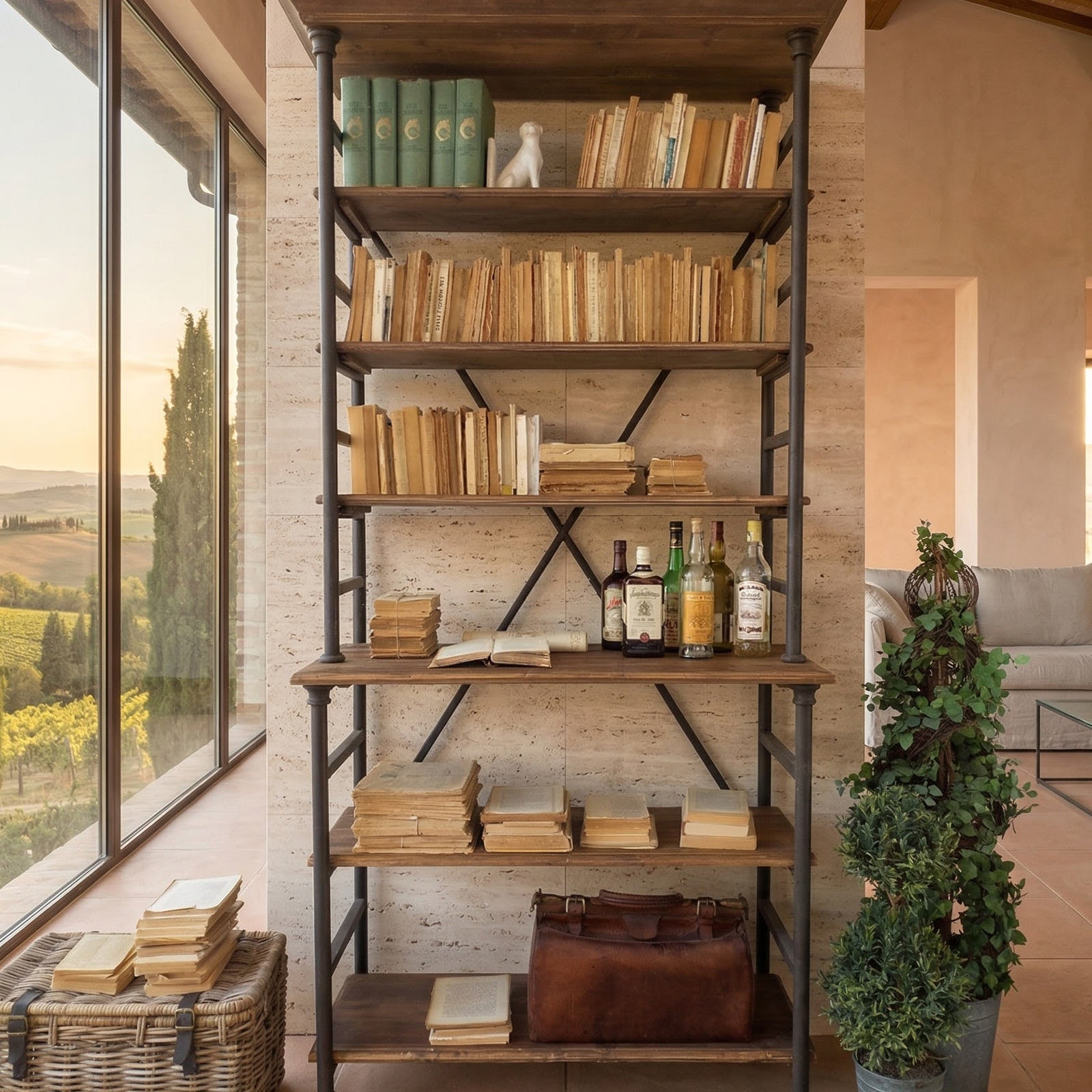 Libreria industriale in legno e ferro Boulangerie 115 cm - OrchideaMilano1981