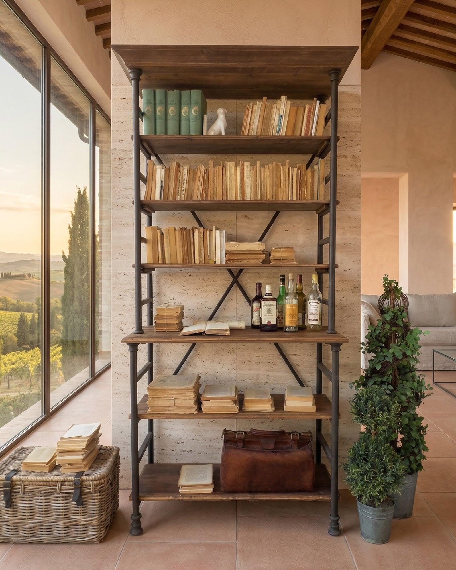 Libreria industriale in legno e ferro Boulangerie 115 cm - OrchideaMilano1981