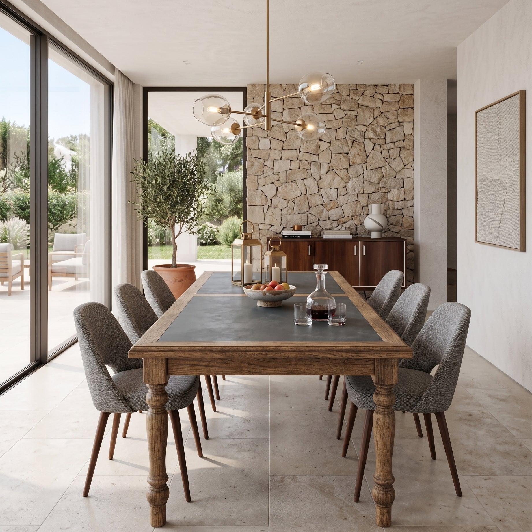 Tavolo in legno massello con top in zinco Convivium 220 cm - OrchideaMilano1981