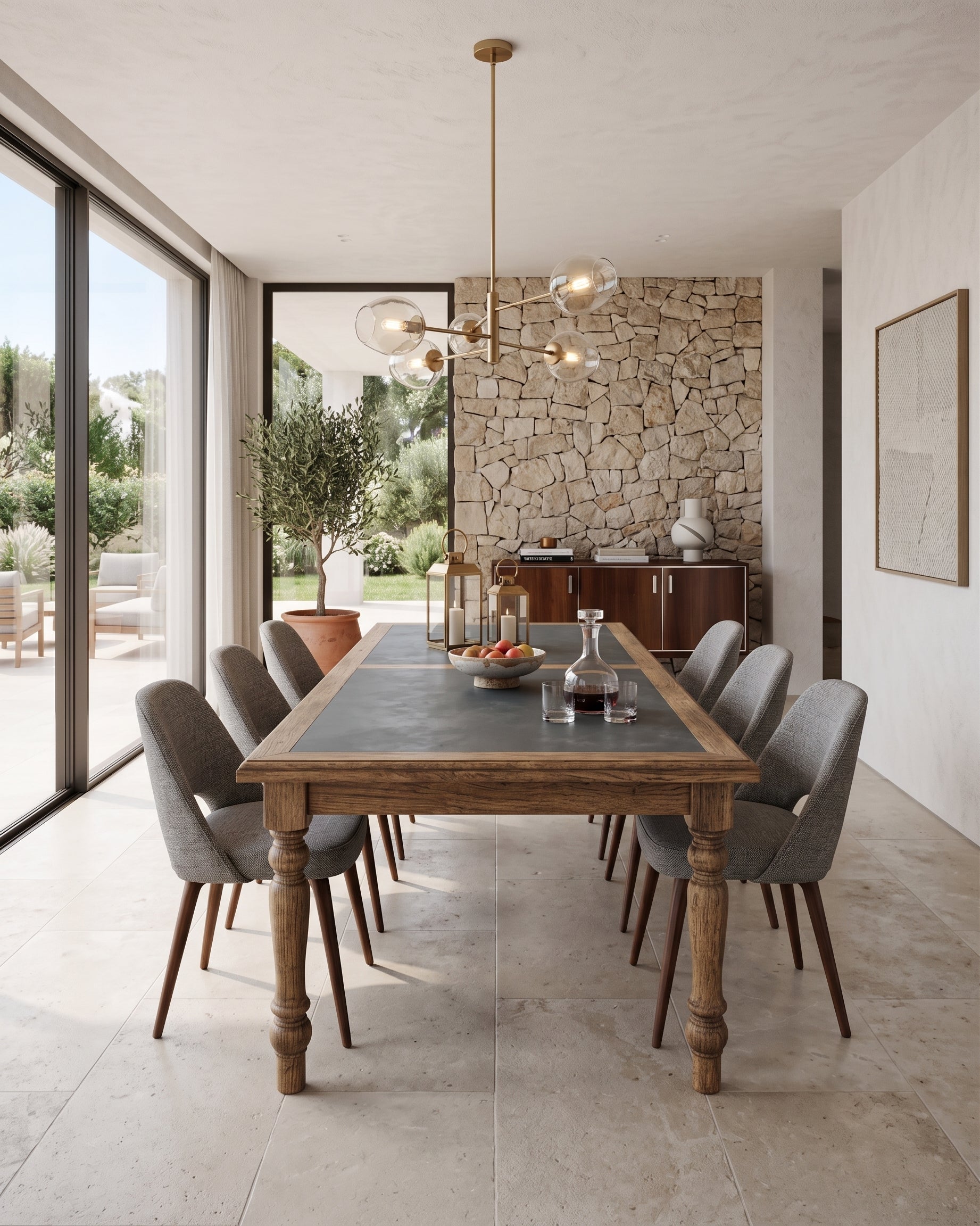 Tavolo in legno massello con top in zinco Convivium 220 cm - OrchideaMilano1981