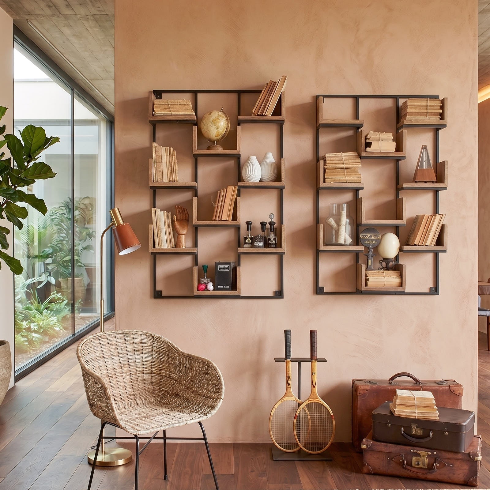 Libreria da parete in legno e ferro Segno 70 cm - OrchideaMilano1981