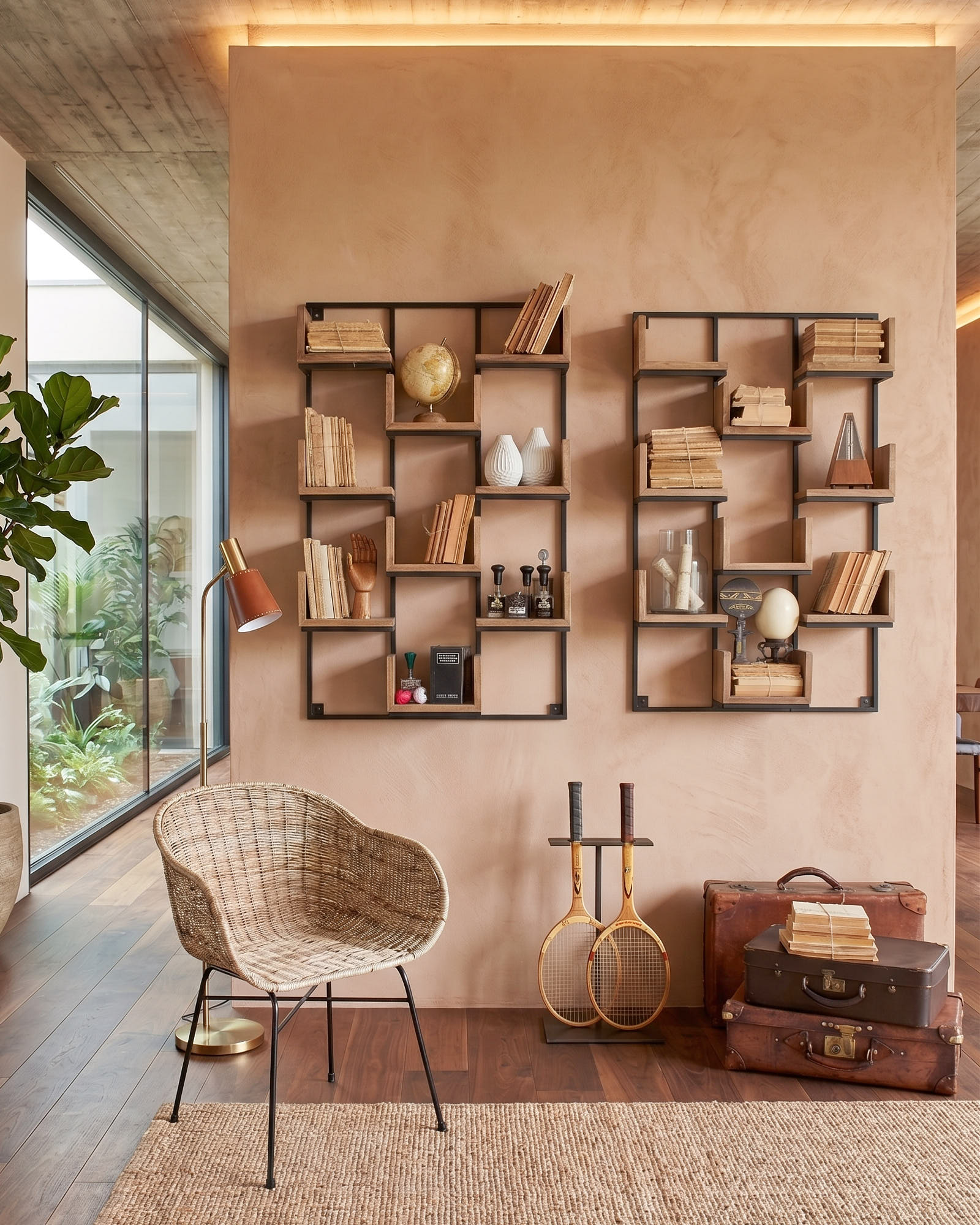 Libreria da parete in legno e ferro Segno 70 cm - OrchideaMilano1981