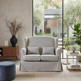 Sofá de 2 plazas en tejido desenfundable White and Beige 130 cm