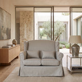Sofá de 2 plazas en tejido desenfundable White and Beige 130 cm