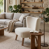 Poltrona in tessuto bouclé e legno Pure White