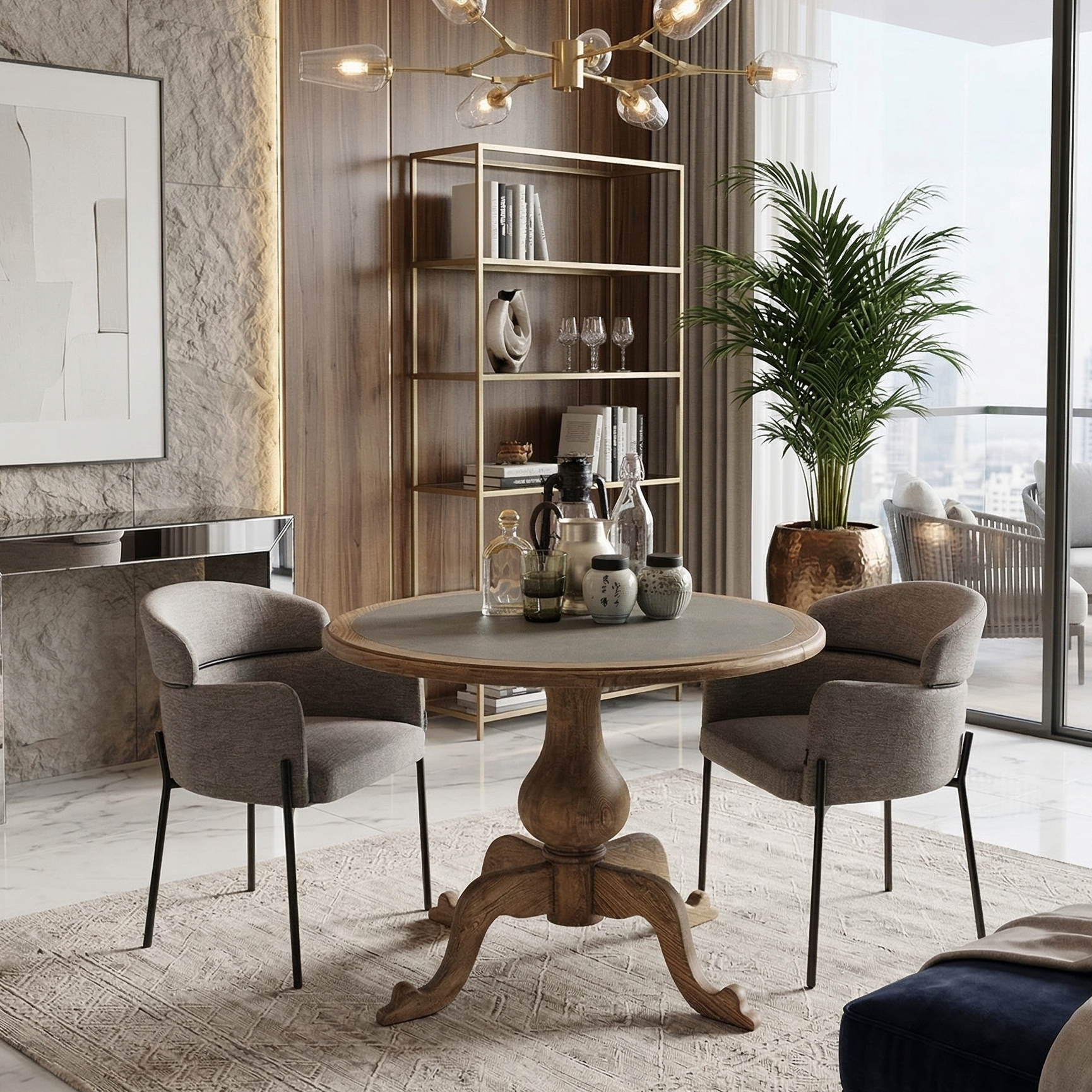 Tavolo rotondo in legno massello da bistrot Chelsea 95 cm - OrchideaMilano1981