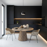 Tavolo rotondo in legno massello con top in zinco Elafonissos 140 cm - OrchideaMilano1981