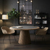 Tavolo rotondo in legno massello con top in zinco Elafonissos 140 cm - OrchideaMilano1981