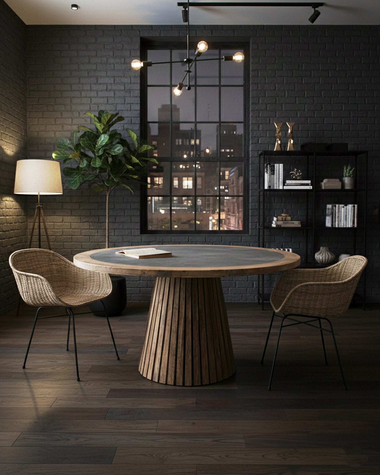 Tavolo rotondo in legno massello con top in zinco Elafonissos 140 cm - OrchideaMilano1981