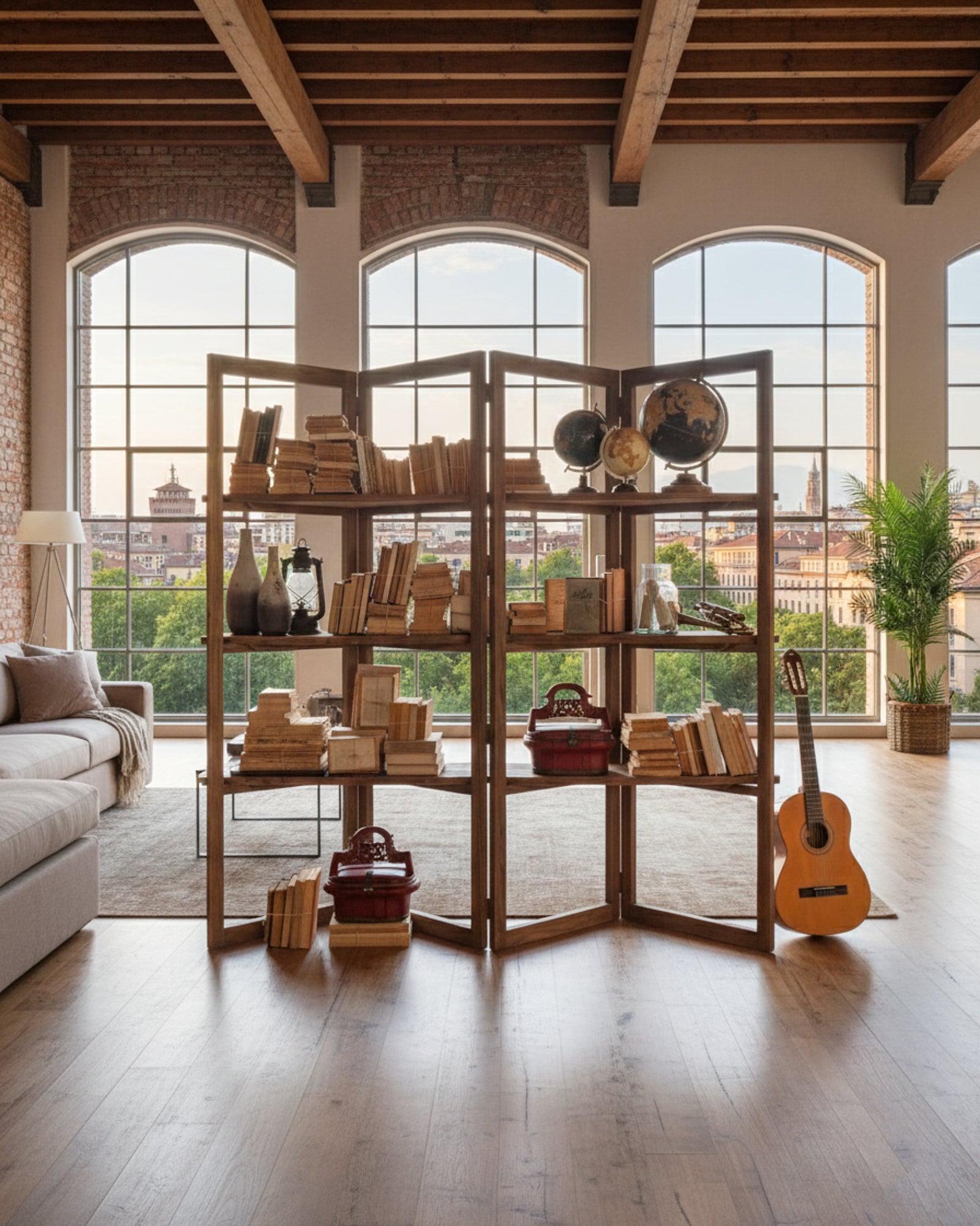 Libreria in legno di olmo di recupero Grange 200 cm - OrchideaMilano1981