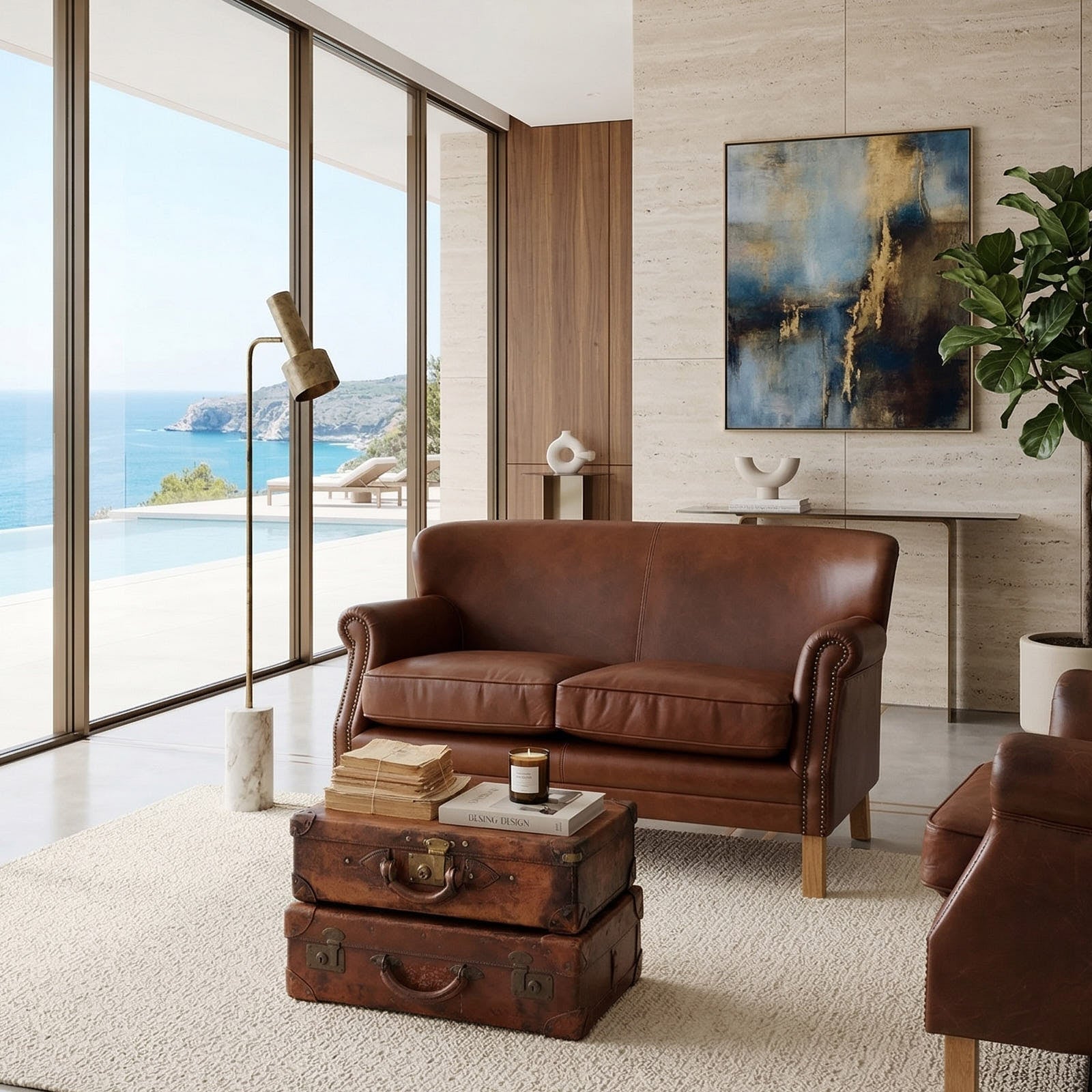 Divano 2 posti in pelle vintage Cambridge - OrchideaMilano1981