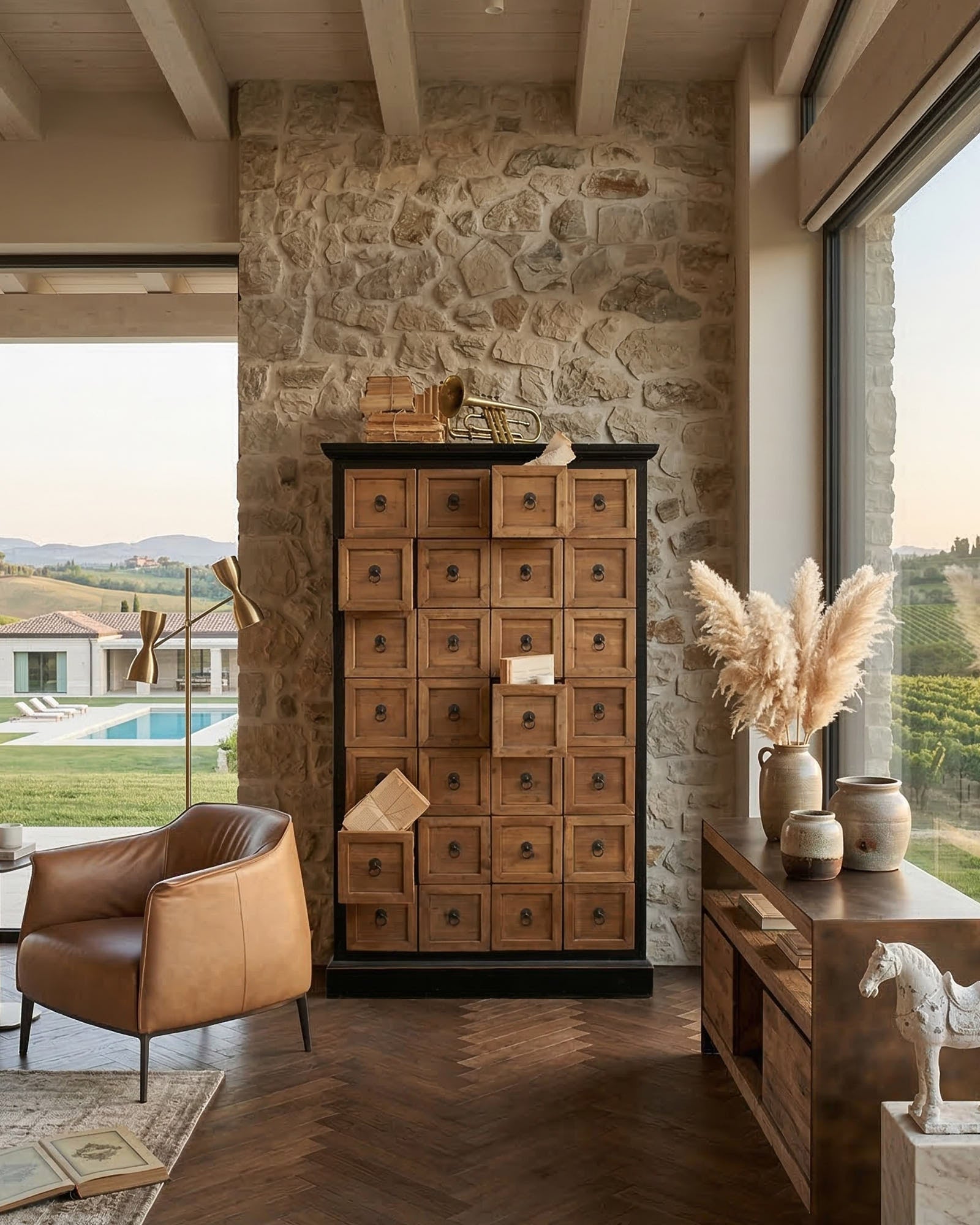 Cassettiera 28 cassettini in legno massello Apoteke 88 cm - OrchideaMilano1981