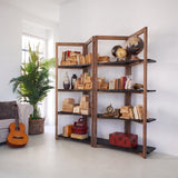 Libreria in legno di olmo di recupero Grange Black 200 cm