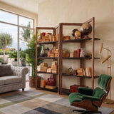 Libreria in legno di olmo di recupero Grange Black 200 cm