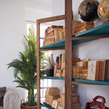 Libreria in legno di olmo di recupero Grange Teal 200 cm