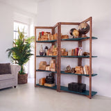 Libreria in legno di olmo di recupero Grange Teal 200 cm