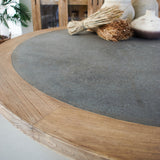Tavolo rotondo in legno massello con top in zinco Elafonissos 140 cm