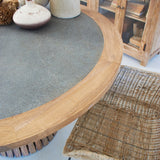 Tavolo rotondo in legno massello con top in zinco Elafonissos 140 cm