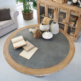 Tavolo rotondo in legno massello con top in zinco Elafonissos 140 cm