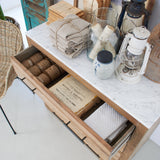 Cassettiera in legno di rovere e marmo Carloforte