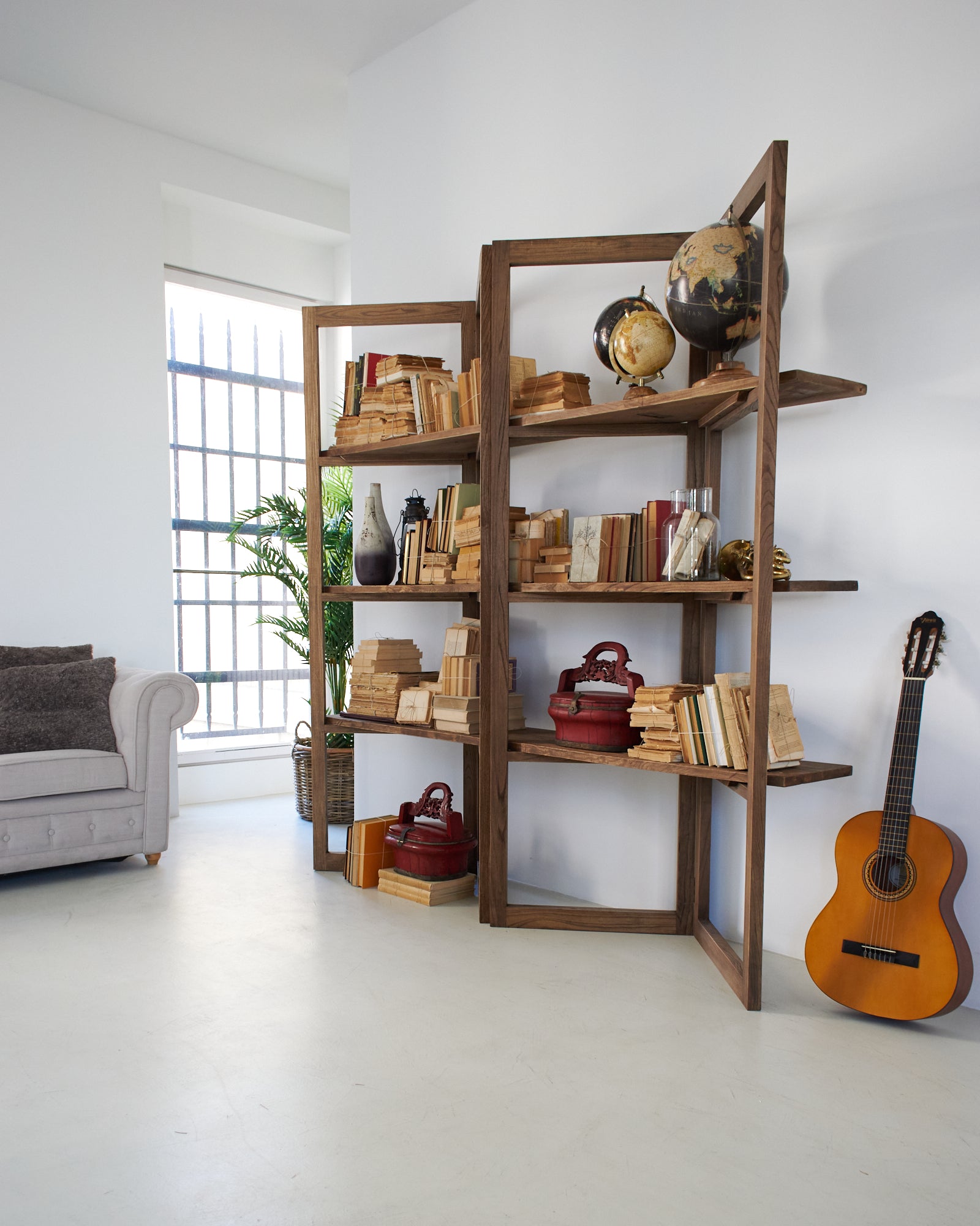 Libreria in legno di olmo di recupero Grange 200 cm - OrchideaMilano1981