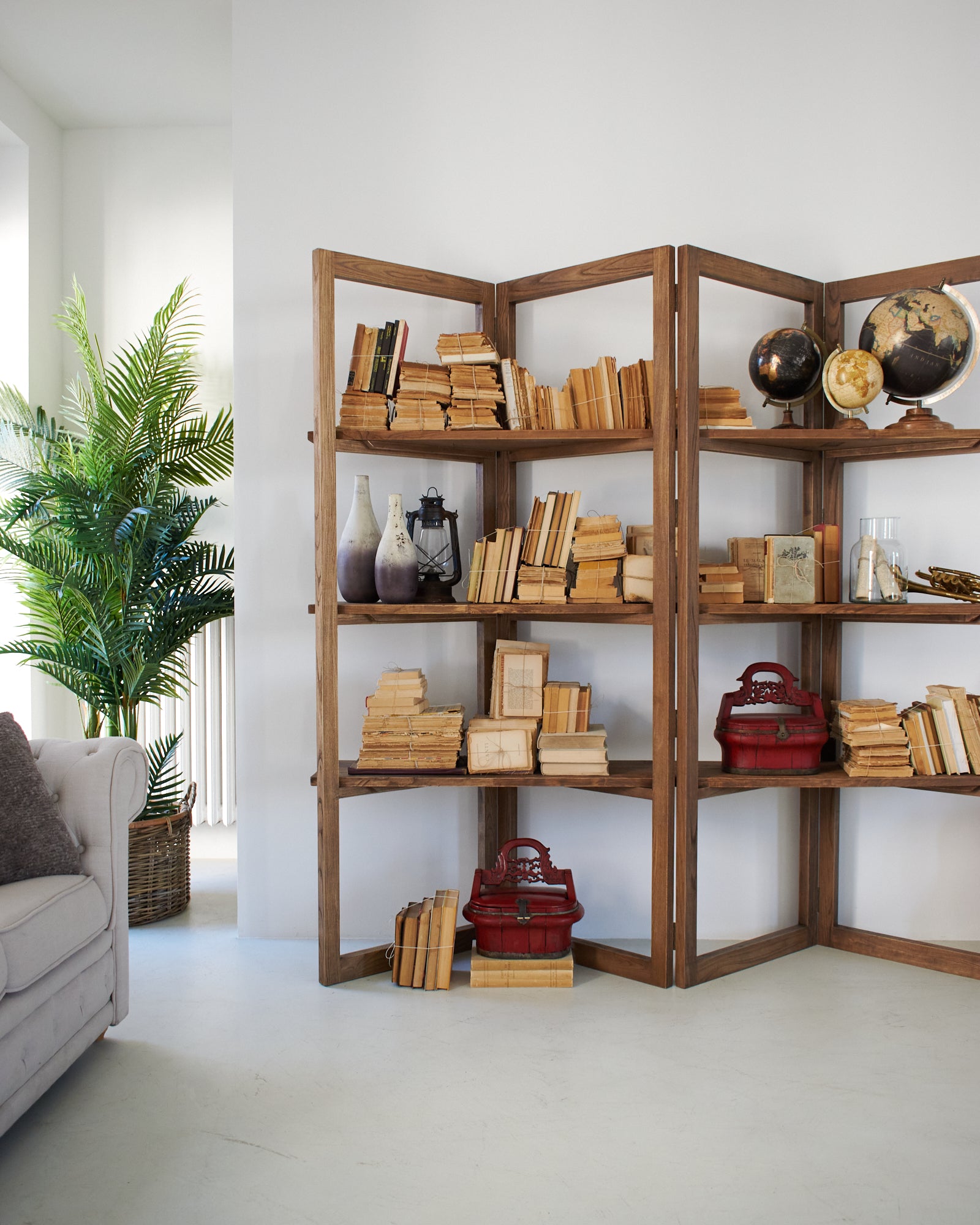 Libreria in legno di olmo di recupero Grange 200 cm - OrchideaMilano1981
