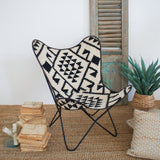 Poltrona in tessuto kilim e ferro Black & White con doppia copertura