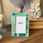 Portafoto con cornice in osso Turquoise small - OrchideaMilano1981