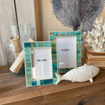 Portafoto con cornice in osso Turquoise small - OrchideaMilano1981